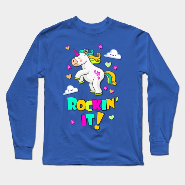 Dancing Unicorn Long Sleeve T-Shirt by AlondraHanley